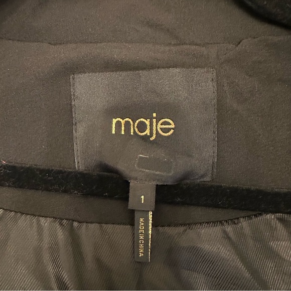 Maje Faux Shearling Padded Quilted Jacket Coat Colorblock Hoodie Sz 1 Oversized - Picture 8 of 16